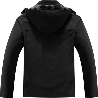 MOERDENG Men's Lightweight Waterproof Hooded Rain Jacket Outdoor Raincoat Shell Jacket for Hiking Travel