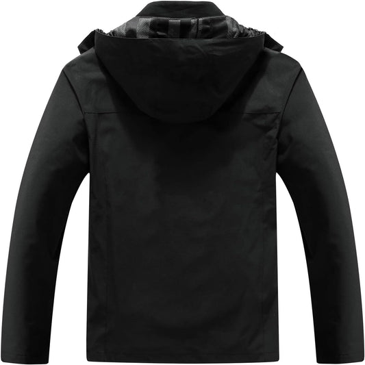 MOERDENG Men's Lightweight Waterproof Hooded Rain Jacket Outdoor Raincoat Shell Jacket for Hiking Travel