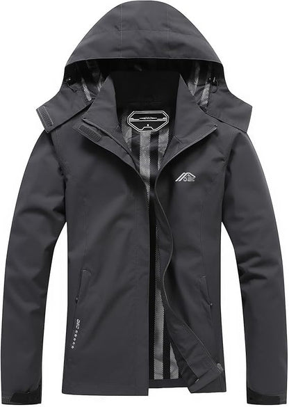 Women's Waterproof Raincoat Lightweight Rain Jacket Detachable Hood Travel Outdoor