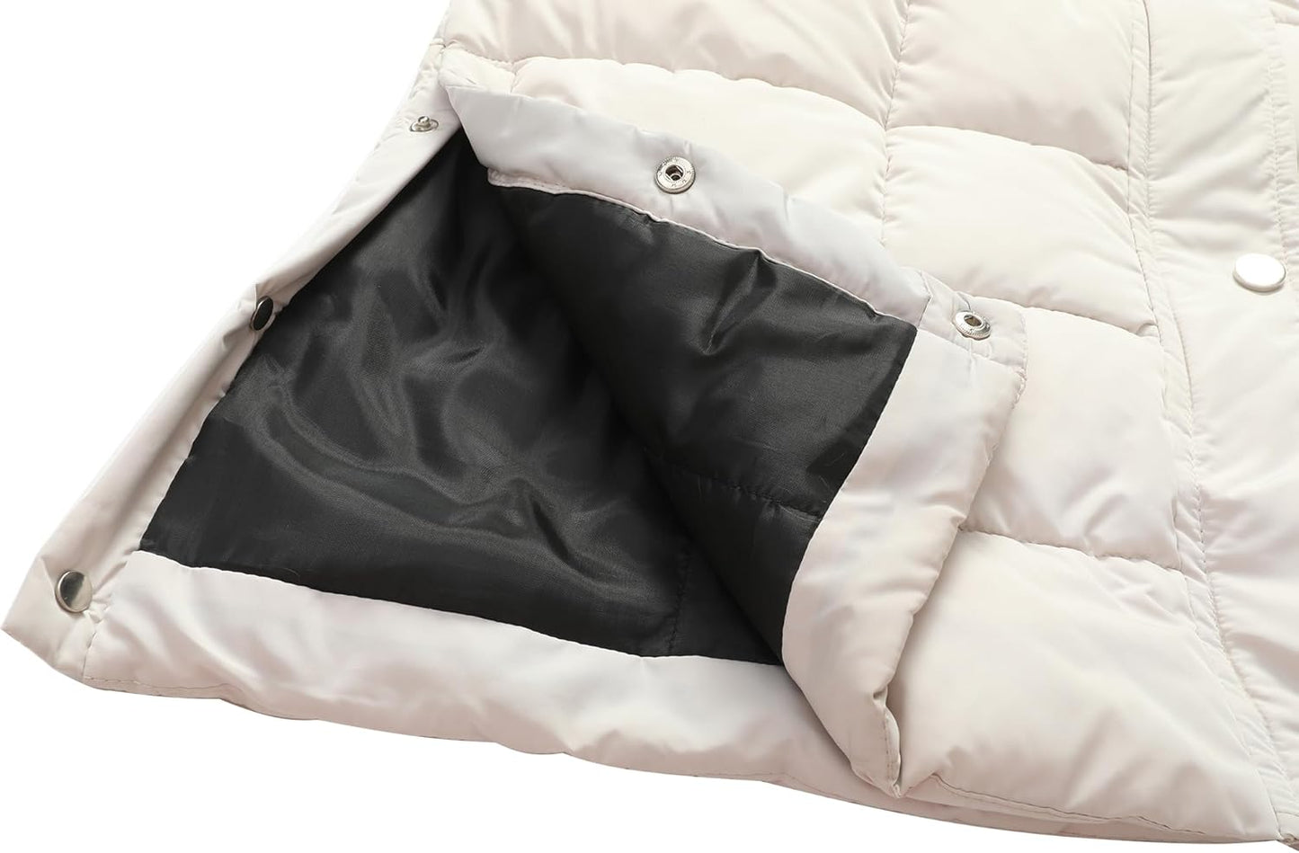 durable sealed zipper of MOERDENG womens down alternative jacket for moisture-proof closure
