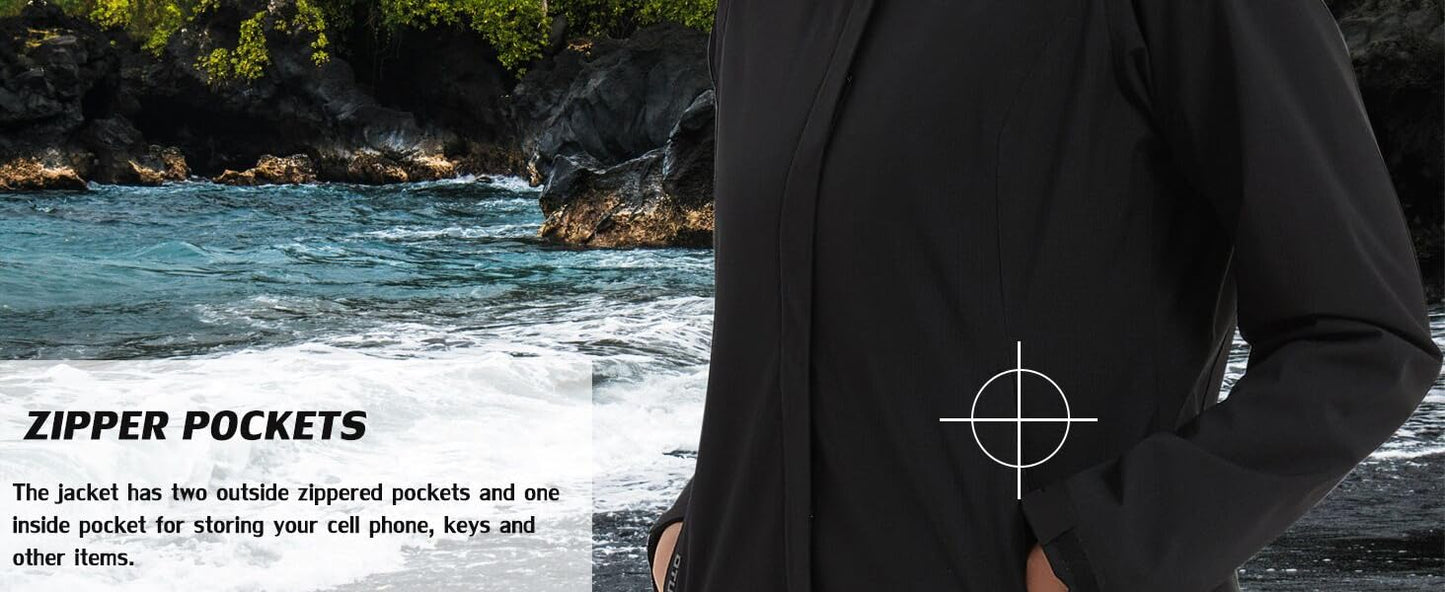 Women's Waterproof Raincoat Lightweight Rain Jacket Detachable Hood Travel Outdoor