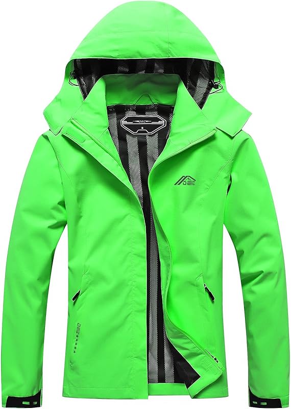Women's Waterproof Raincoat Lightweight Rain Jacket Detachable Hood Travel Outdoor