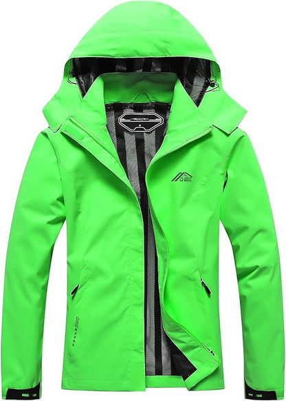 Women's Waterproof Raincoat Lightweight Rain Jacket Detachable Hood Travel Outdoor