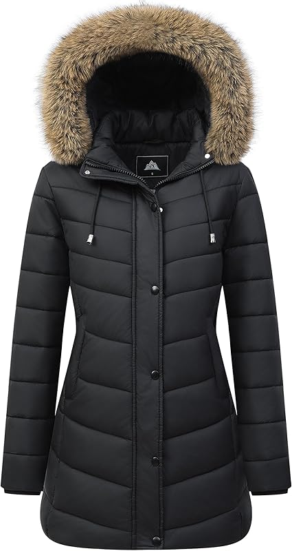 spacious zippered storage pocket of MOERDENG womens long puffer coat for daily essentials
