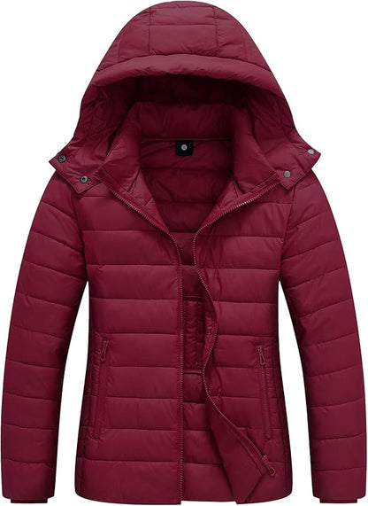 compact packable design of MOERDENG womens lightweight puffer jacket for travel storage
