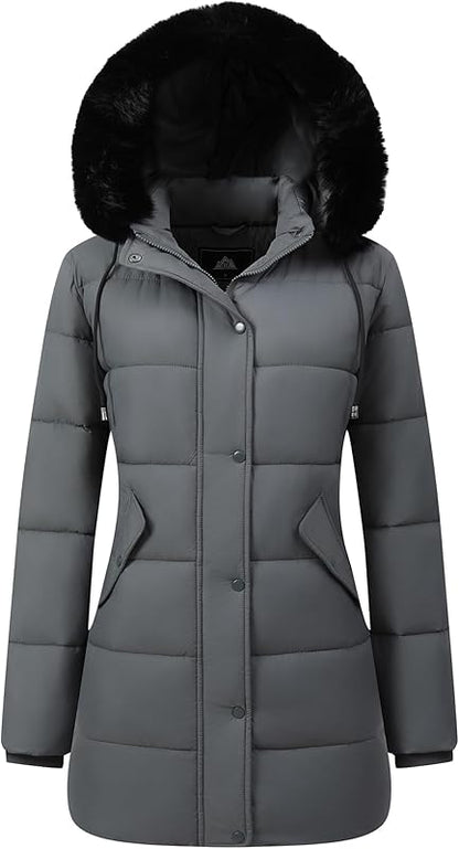 adjustable hem drawcord of MOERDENG womens long waterproof jacket for customized fit
