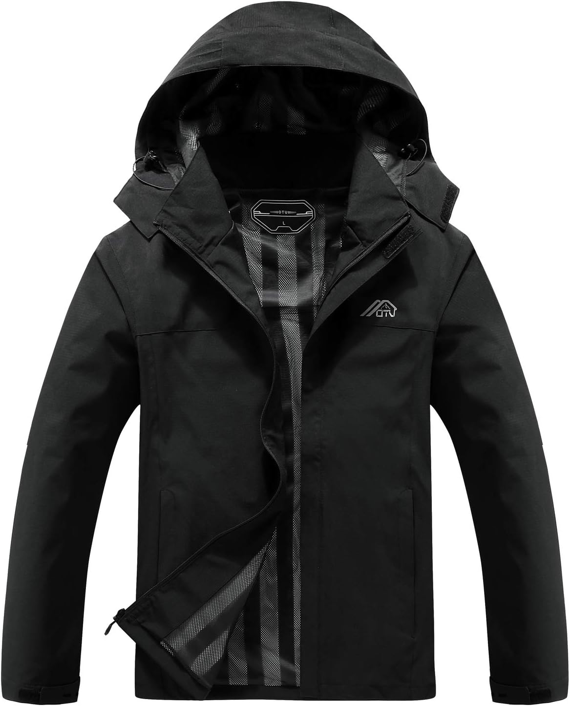 MOERDENG Men's Lightweight Waterproof Hooded Rain Jacket Outdoor Raincoat Shell Jacket for Hiking Travel