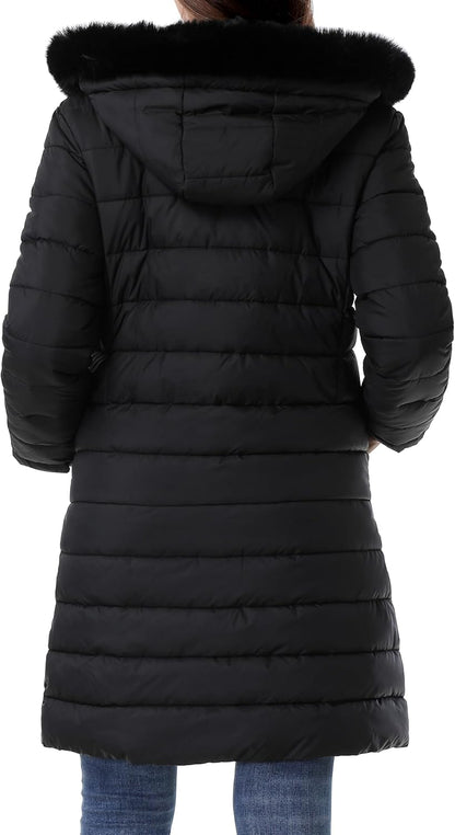 Women's Waterproof Long Down Jacket,Warm Winter Hooded Puffer Coat Thickened for Hiking Outdoor