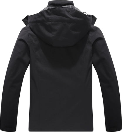 Women's Waterproof Raincoat Lightweight Rain Jacket Detachable Hood Travel Outdoor