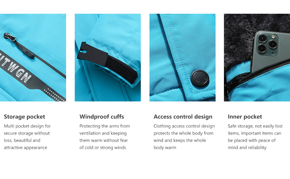 Men's Ski Jacket Winter Warm Snow Coat Waterproof Windbreaker Hooded Work Outerwear Snowboarding Jackets