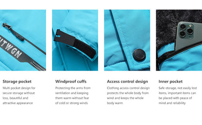 Men's Ski Jacket Winter Warm Snow Coat Waterproof Windbreaker Hooded Work Outerwear Snowboarding Jackets