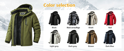 Men's Ski Jacket Warm Winter Snow Coat Waterproof Mountain Windbreaker Snowboarding Jacket Hooded for Hiking Traval