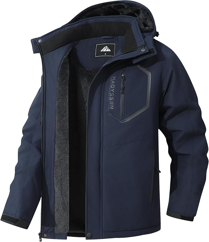 Men's Mountain Ski Jacket Winter Snow Coats Waterproof Warm Fleece Lining Jacket Parka with Hooded