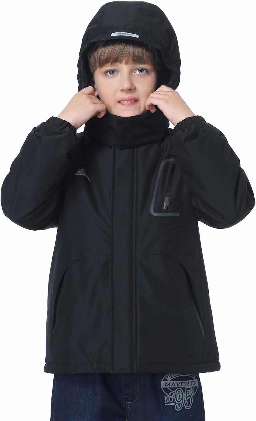 Kid's Ski Jacket Waterproof Winter Coat Boy's and Girl's Fleece Snowboarding Jackets with Detachable Hood