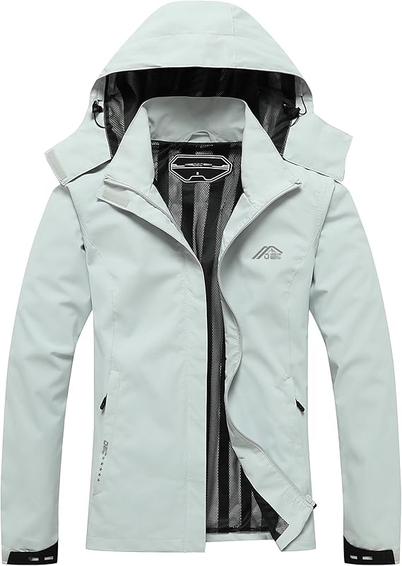 Women's Waterproof Raincoat Lightweight Rain Jacket Detachable Hood Travel Outdoor
