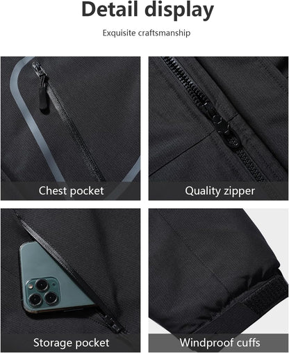 Men's Mountain Winter Coat Warm Fleece Ski Snow Jacket Waterproof Raincoat with Hood