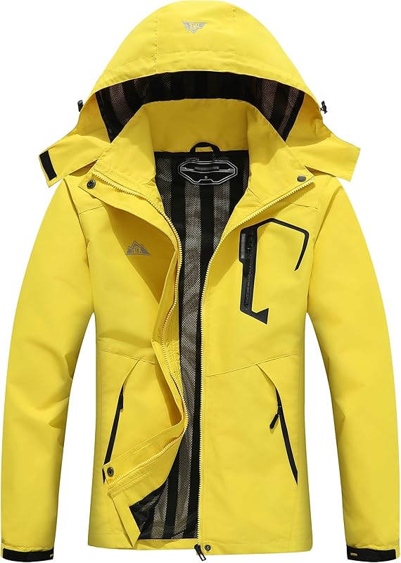 Women's Waterproof Lightweight Rain Jacket Windproof Breathable Trench Coat Detachable Hood Raincoats Outdoor Hiking Jacket