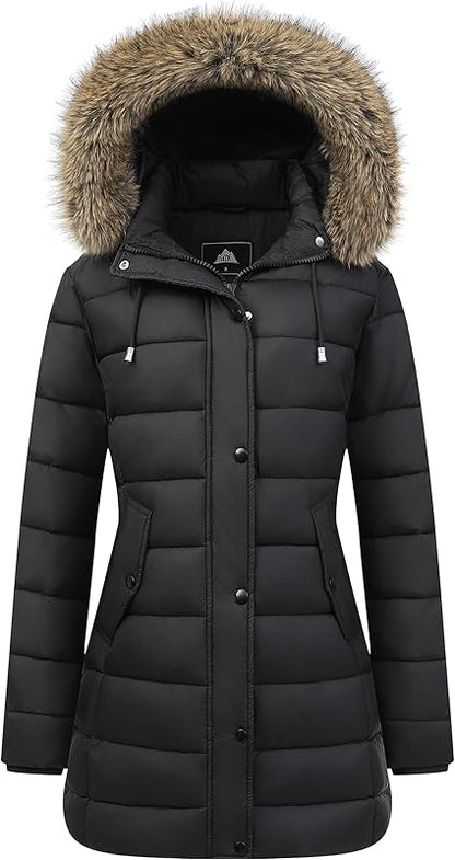 breathable moisture-wicking lining of MOERDENG womens long parka for all-day comfort
