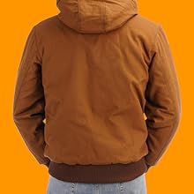 Men's Loose Fit Quilted Flannel Lined Workwear Waterproof Active Jacket Hooded Work Coat