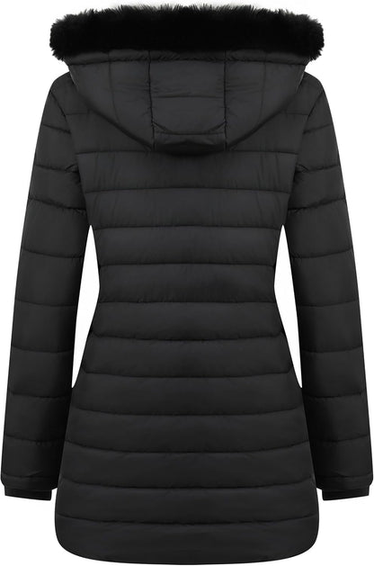 Women's Waterproof Long Down Jacket,Warm Winter Hooded Puffer Coat Thickened for Hiking Outdoor