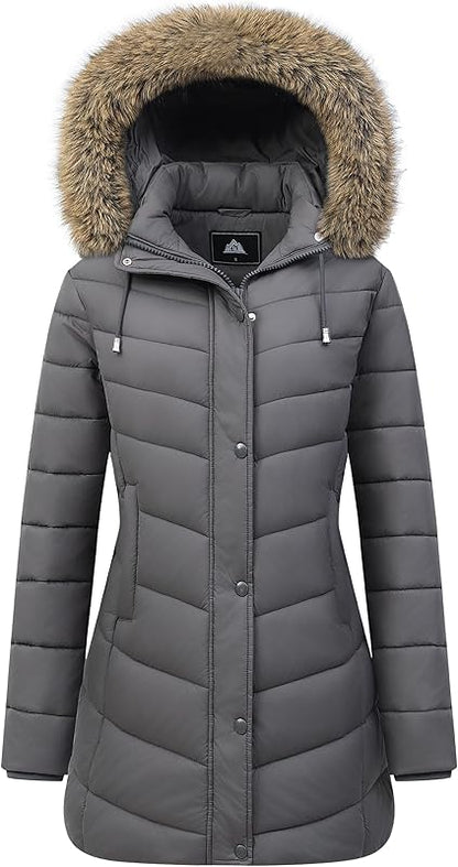 windproof storm placket of MOERDENG womens waterproof parka for enhanced cold resistance
