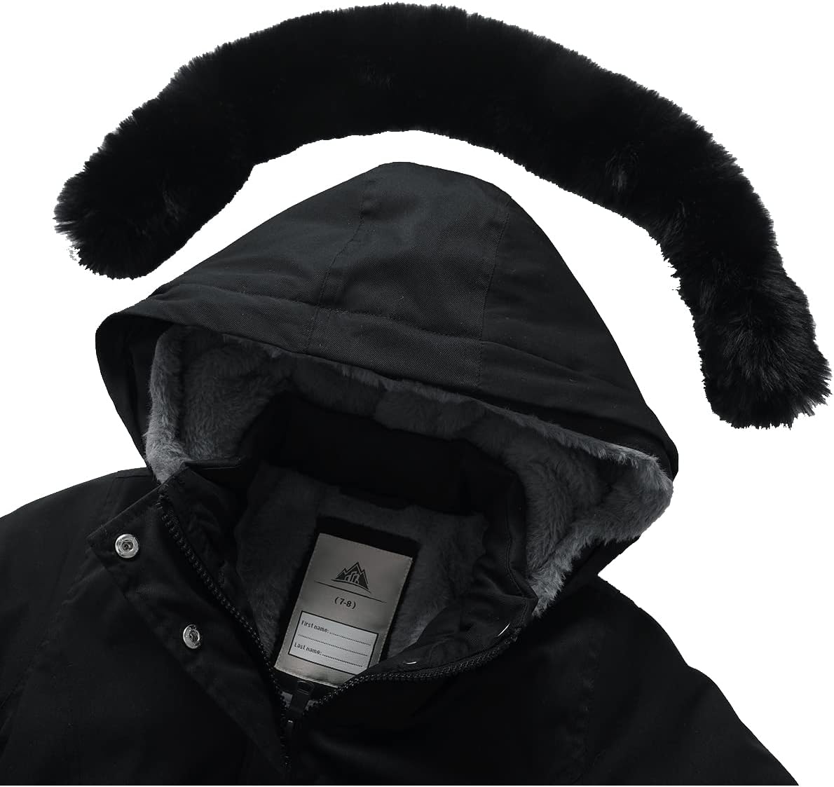 elastic windproof cuffs of MOERDENG girls long parka to lock in body heat
