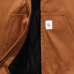 Men's Loose Fit Quilted Flannel Lined Workwear Waterproof Active Jacket Hooded Work Coat