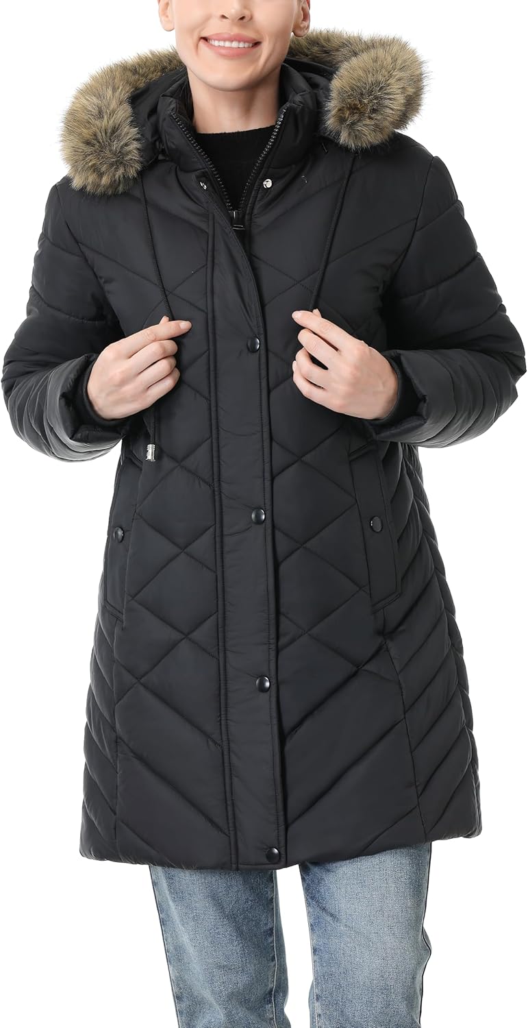 sealed waterproof zippers of MOERDENG womens long puffer outerwear to block snow and moisture
