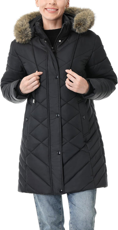 sealed waterproof zippers of MOERDENG womens long puffer outerwear to block snow and moisture
