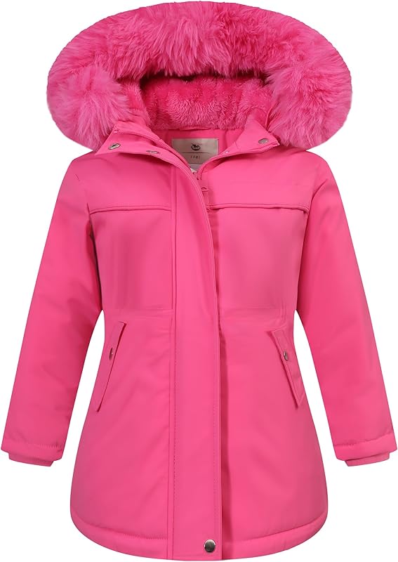 MOERDENG Girls Waterproof Winter Coat - Warm & Insulated