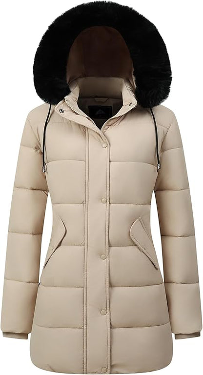 breathable inner lining of MOERDENG womens warm snow parka for all-day comfort during outdoor activities
