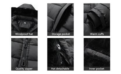 Women's Waterproof Long Down Jacket,Warm Winter Hooded Puffer Coat Thickened for Hiking Outdoor