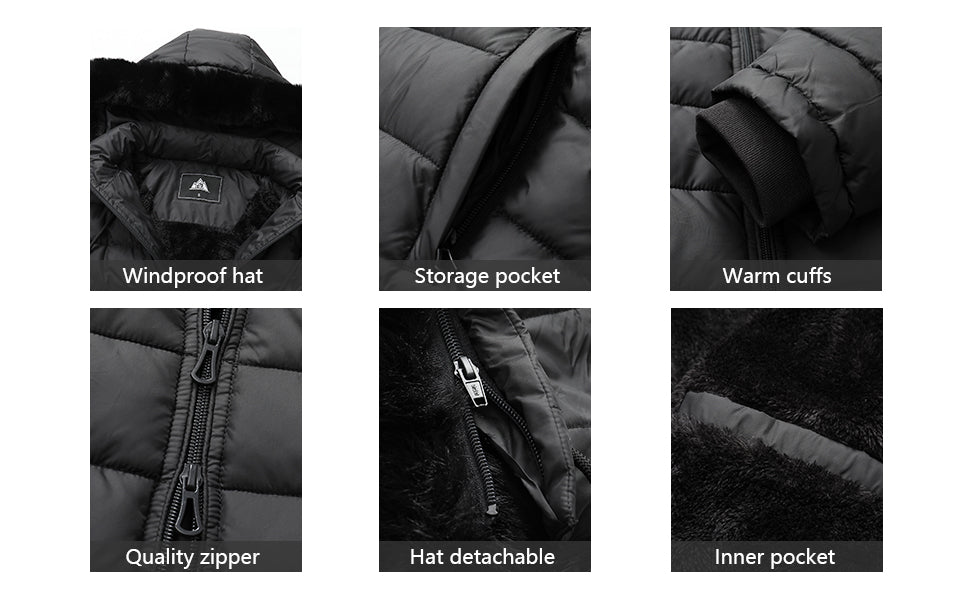 reflective safety trim of MOERDENG womens thickened hooded puffer coat for low-light outdoor hiking
