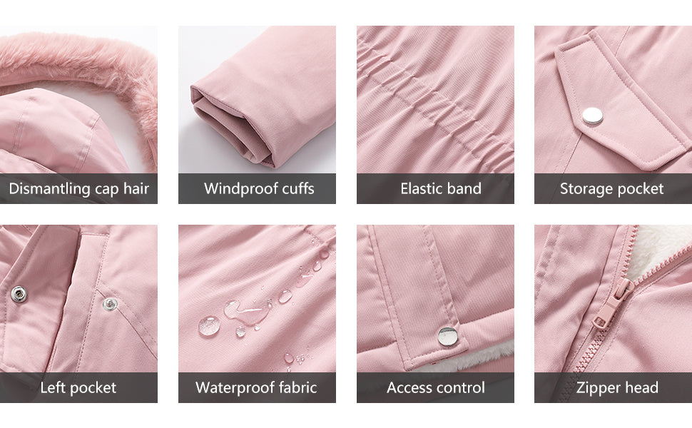 MOERDENG girls hooded puffer jacket for family winter sledding and snowman-building
