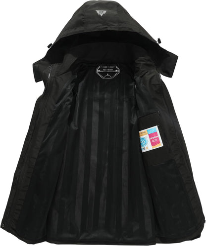 Women's Waterproof Lightweight Rain Jacket Windproof Breathable Trench Coat Detachable Hood Raincoats Outdoor Hiking Jacket