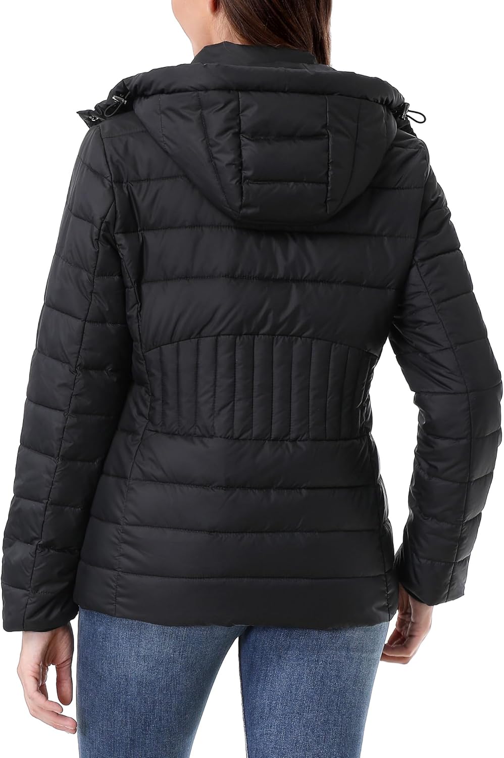 stand-up collar with hood (if applicable) of MOERDENG womens waterproof puffer jacket for neck protection
