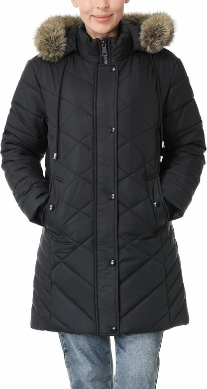 windproof storm placket of MOERDENG womens fleece-lined winter coat for enhanced cold resistance
